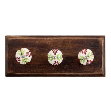 Green Leaf Ceramic Wooden Hooks